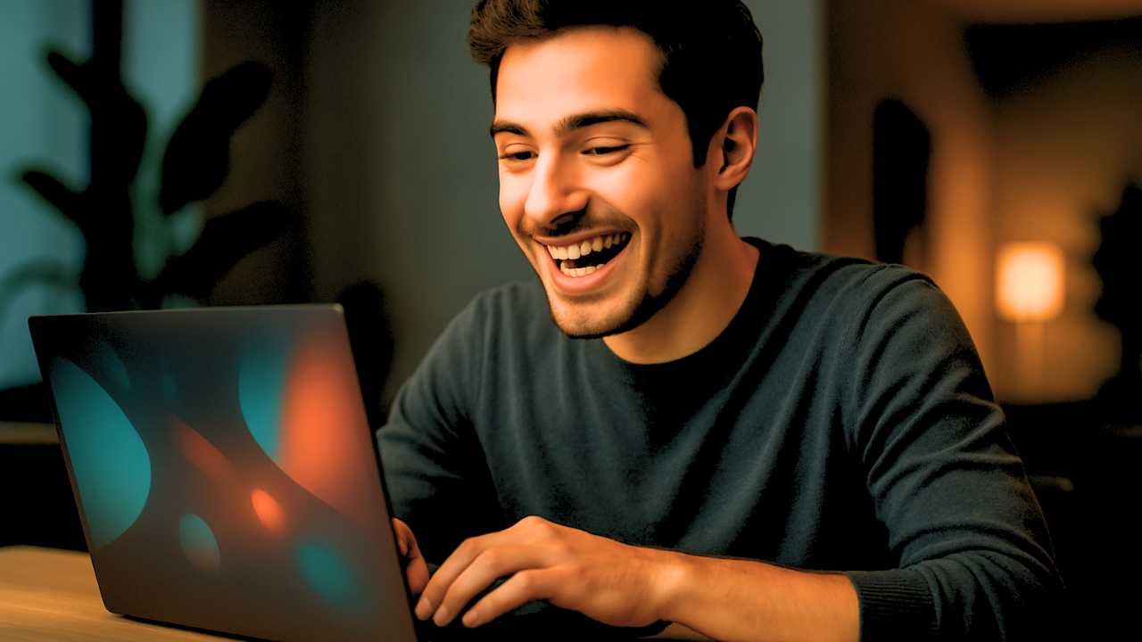 Designer masculino trabalhando em laptop, ilustrando a flexibilidade de como ganhar dinheiro como designer remotamente.